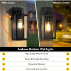 Outdoor Wall Light with Outlet 2-Pack - Modern Exterior Porch Wall Sconce Lighting Fixture for Front Door