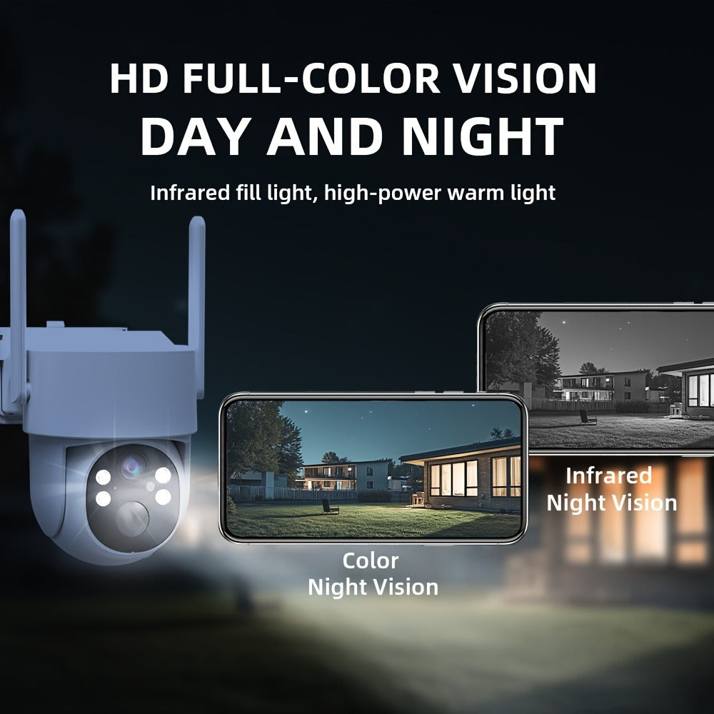 AI Auto Tracking Solar Security Camera Outdoor 360° Dome – AI Human Detection, Full Color Night Vision, Smart Siren & Spotlight