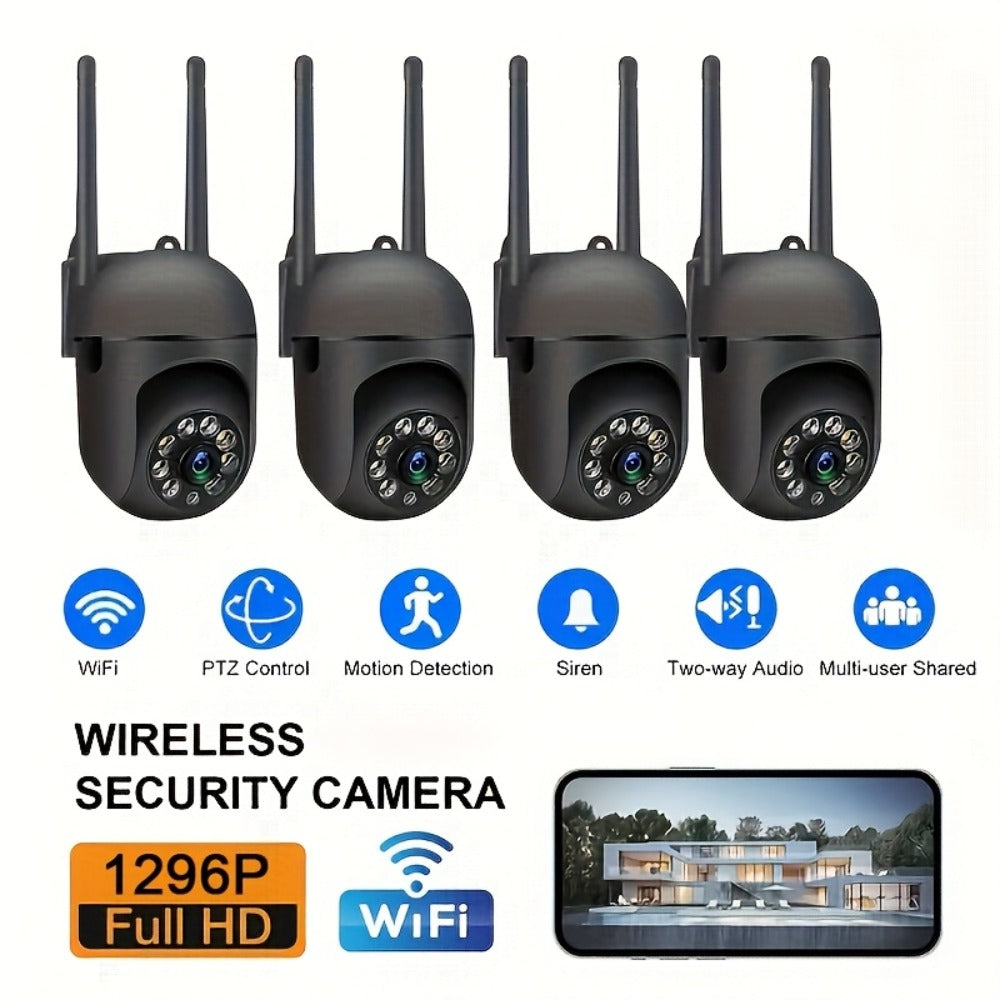 Indoor Security Camera 4-Pack with 3MP Video, Dual-Band WiFi, Color Night Vision and Cloud Storage Options