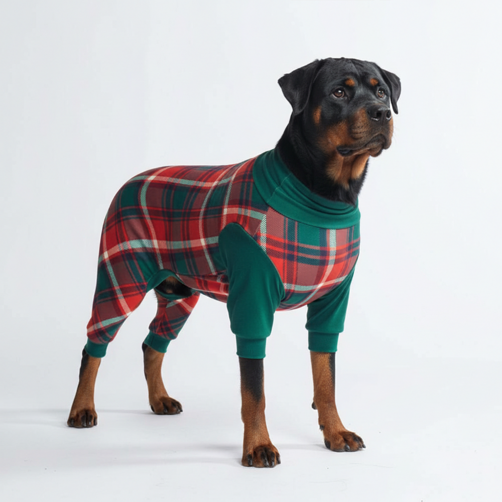 Green and Red Plaid Dog Pajamas, 5XL