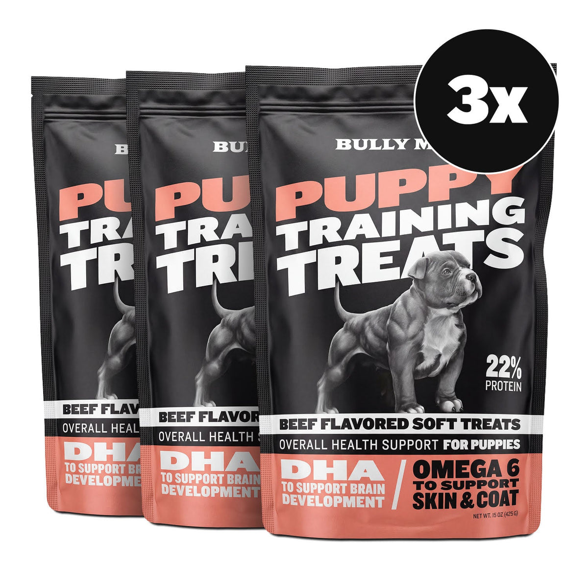 Soft Beef Puppy Training Treats, 3 bags