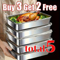 Food Storage Containers Five-Piece Square Stainless Steel Set with Flip-Top Lids and Stackable Design