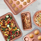 Nonstick Bakeware Pan Set, 8-Piece Carbon Steel Oven Baking Set with Cookie Sheet, 2 Round Cake Pans