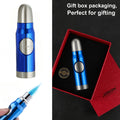 Blue Refillable Butane Torch Lighter with Adjustable Jet Flame, Wide Nozzle and Gift Box Included