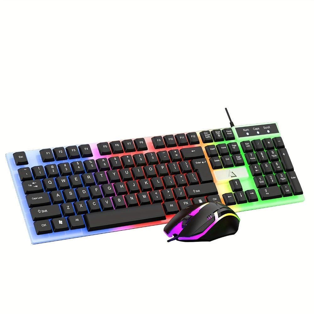 Gaming Keyboard and Mouse Combo Wired Backlit Mechanical-Feel Keys Optical Mouse Ergonomic USB Set for PC Laptop Desktop Home Office Quick