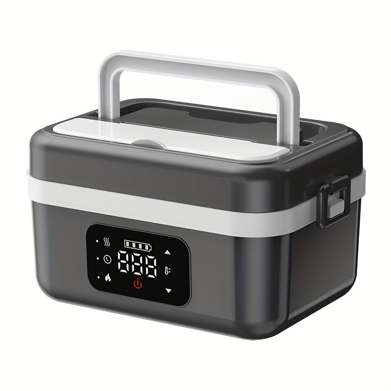 Heated Lunch Box, 8000mAh Battery-Powered 60W Food Warmer with 1L Stainless Steel Inner Container