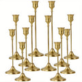 Metal Bell Candlestick Holders Set, Vintage Copper & Black Taper Candle Holders for Wedding Centerpieces