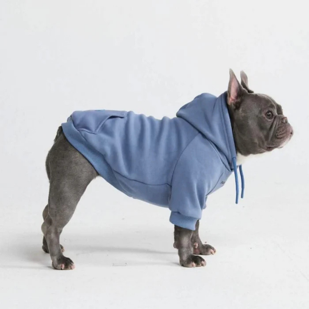 Slate Blue Stretch Fleece Dog Hoodie, L