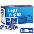 Lens Wipes Pre-Moistened 500 Count - Individually Wrapped Eyeglass Cleaning Wipes for Entryways, Bedrooms and Living Spaces