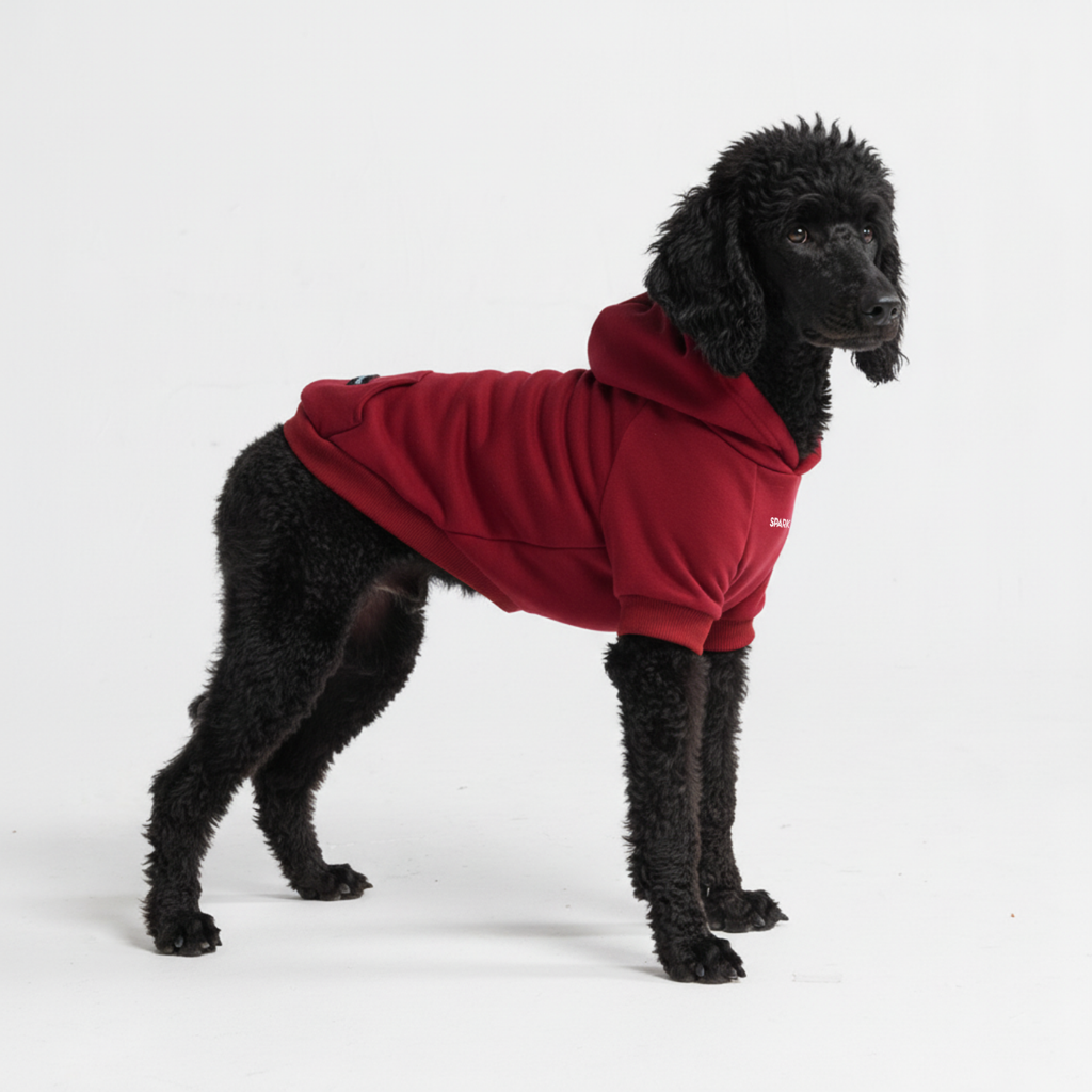 Burgundy Stretch Fleece Dog Hoodie, 2XL