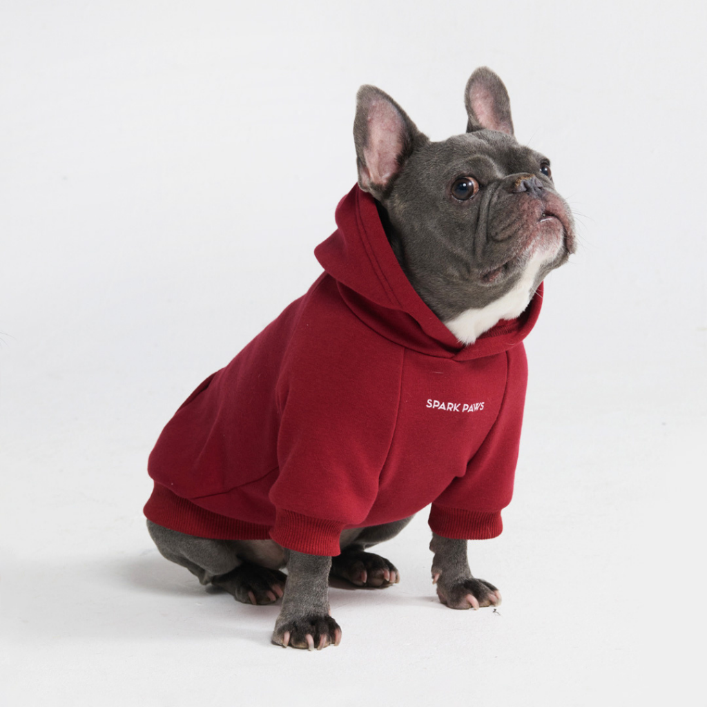 Burgundy Stretch Fleece Dog Hoodie, XL