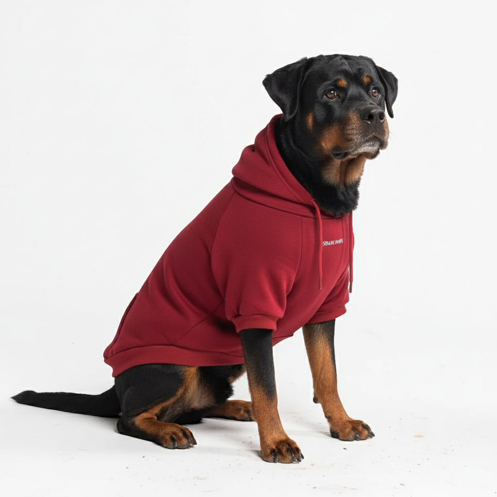 Burgundy Stretch Fleece Dog Hoodie, 4XL