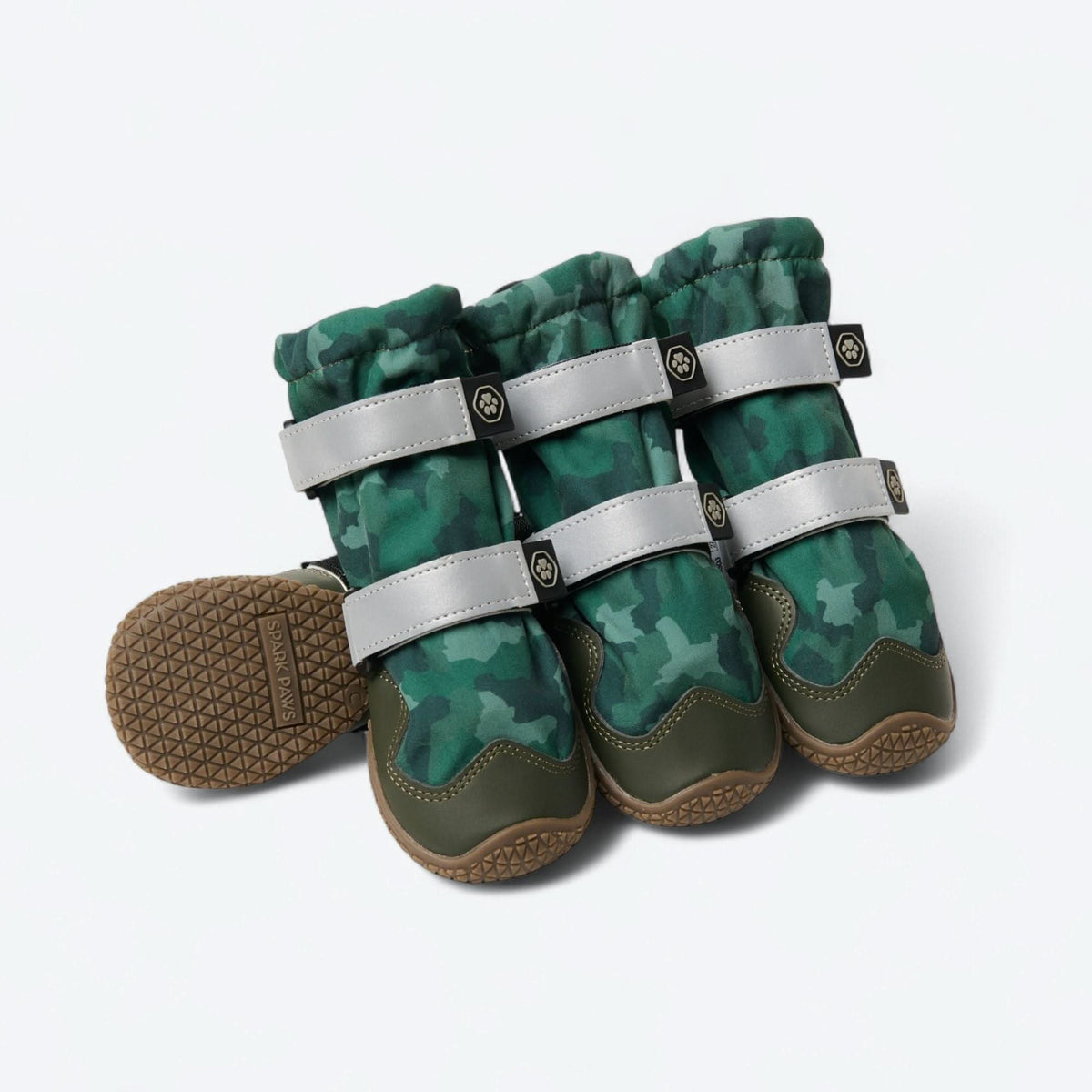 Waterproof Fleece-Lined Dog Rain Boots, Green Camo Boots / Size 1) for 14-23lbs/6.5-10.5kg