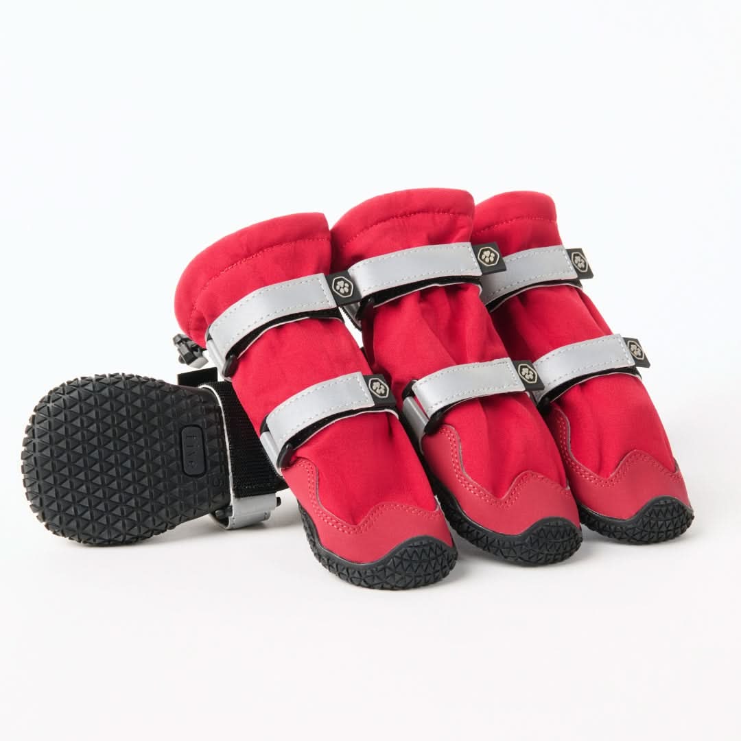 Waterproof Fleece-Lined Dog Rain Boots, Red Boots / Size 1) for 14-23lbs/6.5-10.5kg