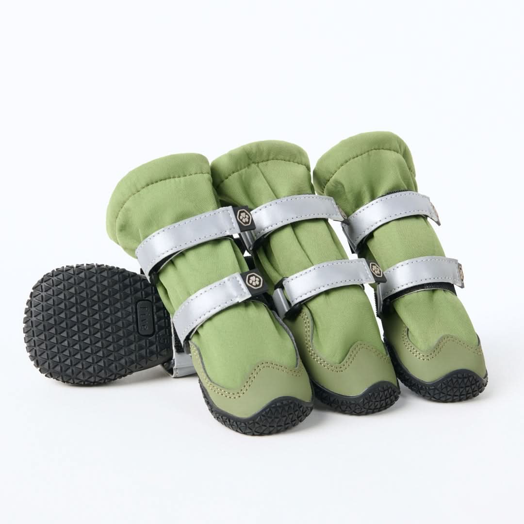 Waterproof Fleece-Lined Dog Rain Boots, Green Boots / Size 1) for 14-23lbs/6.5-10.5kg