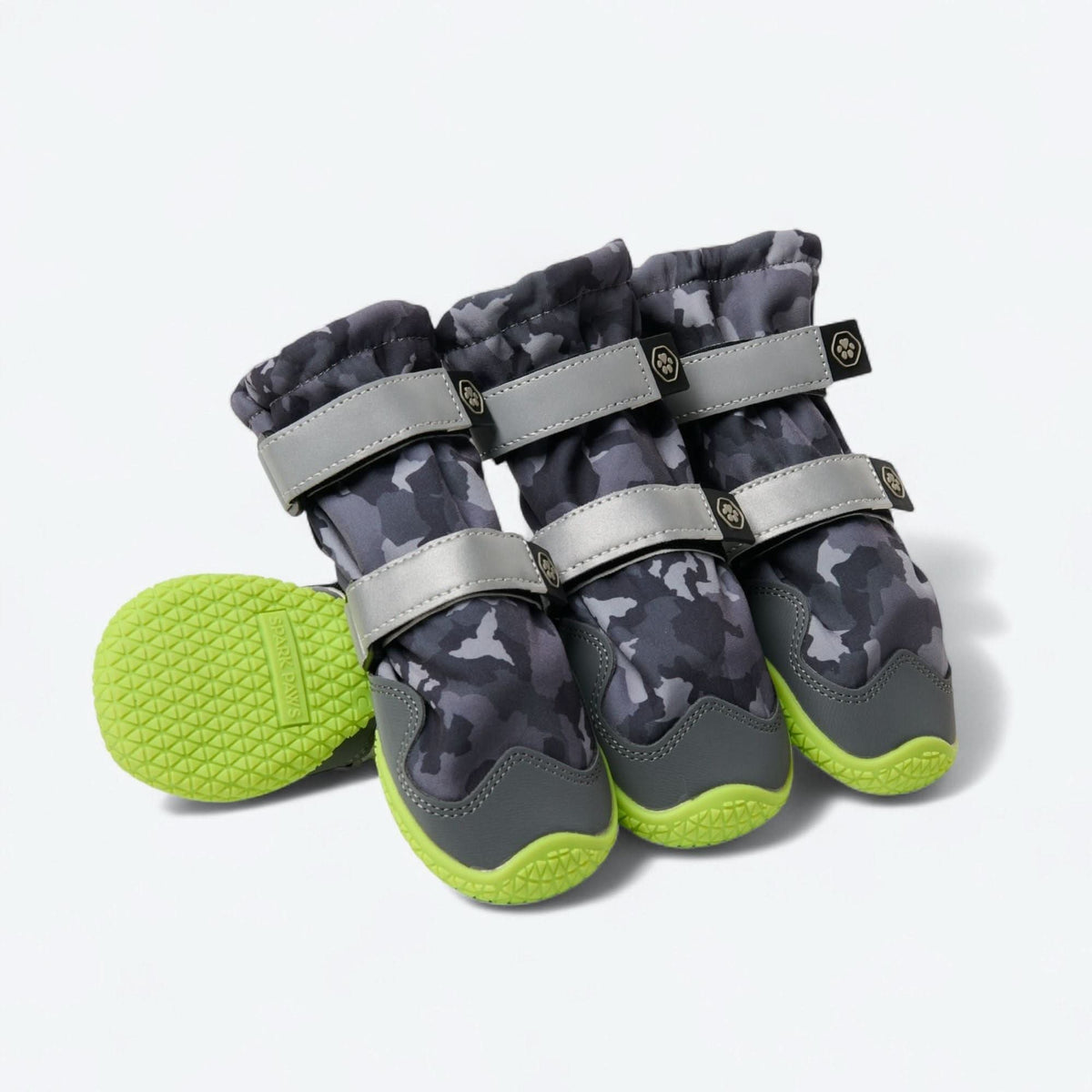 Waterproof Fleece-Lined Dog Rain Boots, Grey Camo Boots / Size 1) for 14-23lbs/6.5-10.5kg