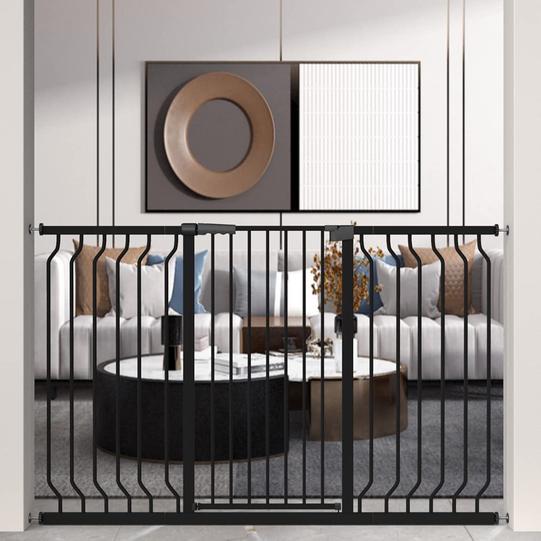 Extra-Tall Dog Gate, 40.5"Tall / 29.92-34.25” / Black