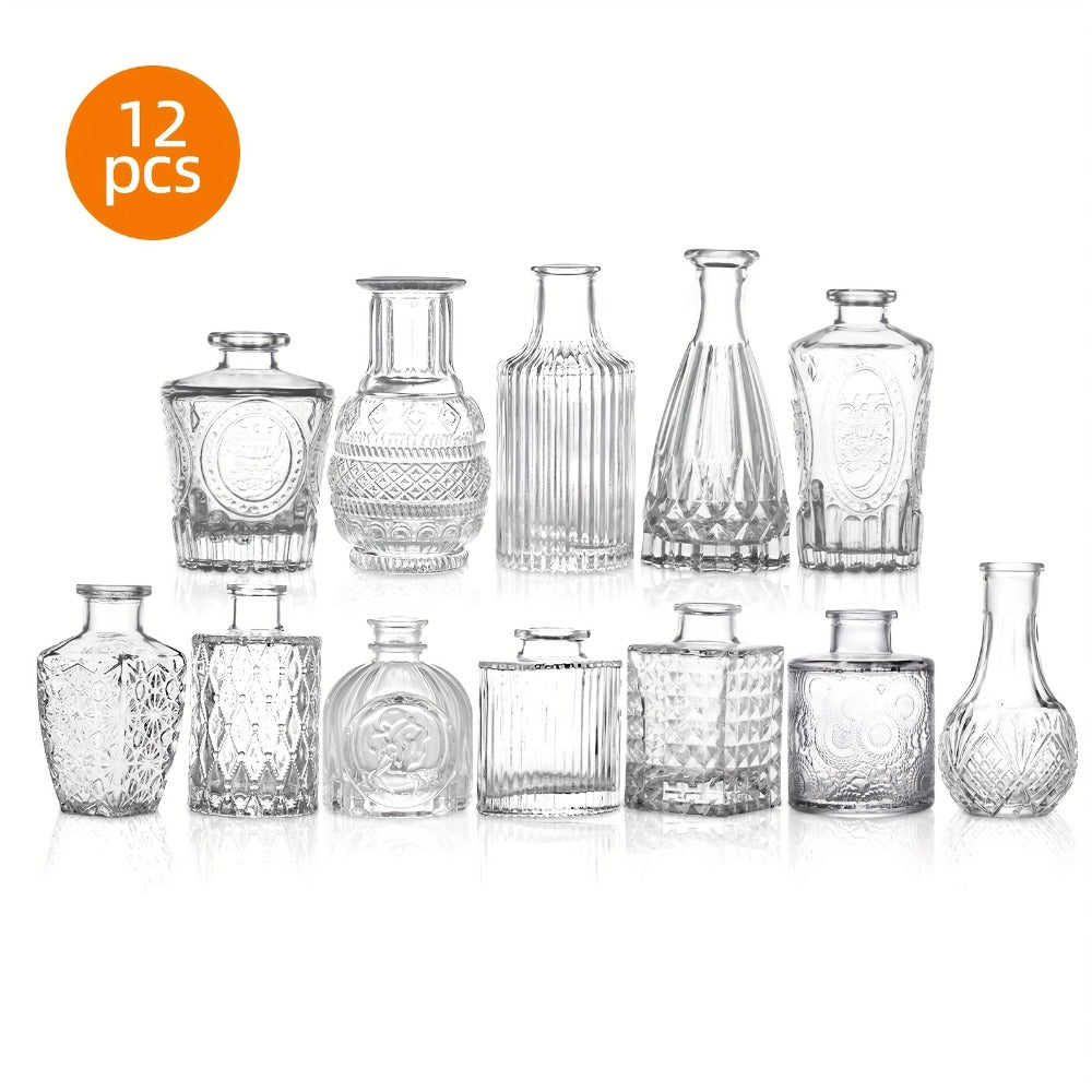 Mini Clear Bud Vases Set Wedding Centerpieces for Tables Small Glass Flower Vases for Entryways, Bedrooms and Living Spaces