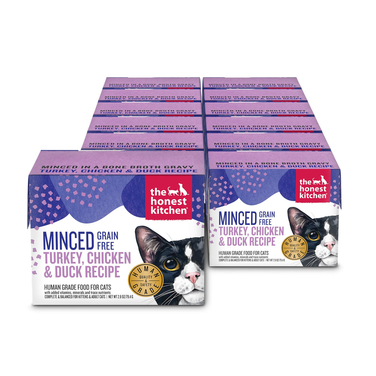 Minced Turkey, Chicken & Duck in Bone Broth Gravy 2.8 oz x 12