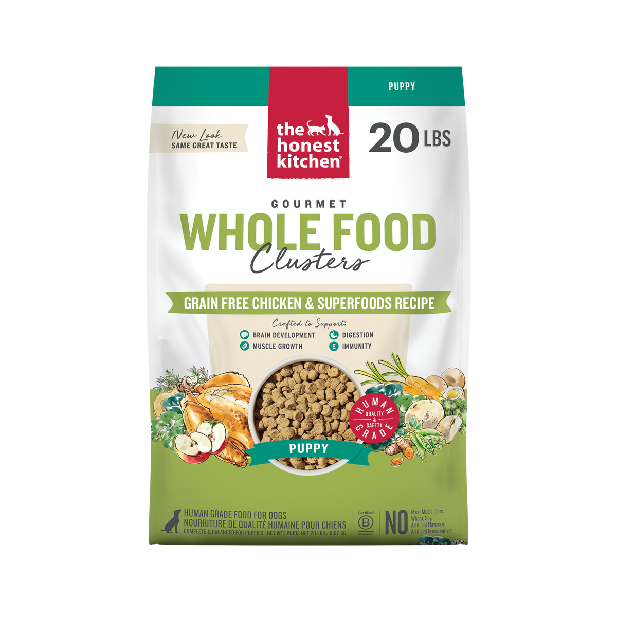 The Honest Kitchen Whole Food Clusters Grain Free Chicken & Superfoods Recipe for Puppies Human Grade Dry Dog Food ::20-lb