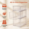 Stackable Bin Storage Organizer 3 or 4-Piece Clear Plastic Set with Lids and Handles in Mixed Sizes