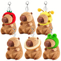 Capybara Plush Keychain Stuffed Animal Cute Mini Capybara with Clothes and Accessories for Parties, Celebrations and Guest Favors