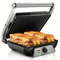 Panini Press Grill 3-in-1 Electric Indoor Grill with Non-Stick Plates - 180° Flat Grill for Entryways, Bedrooms and Living Spaces