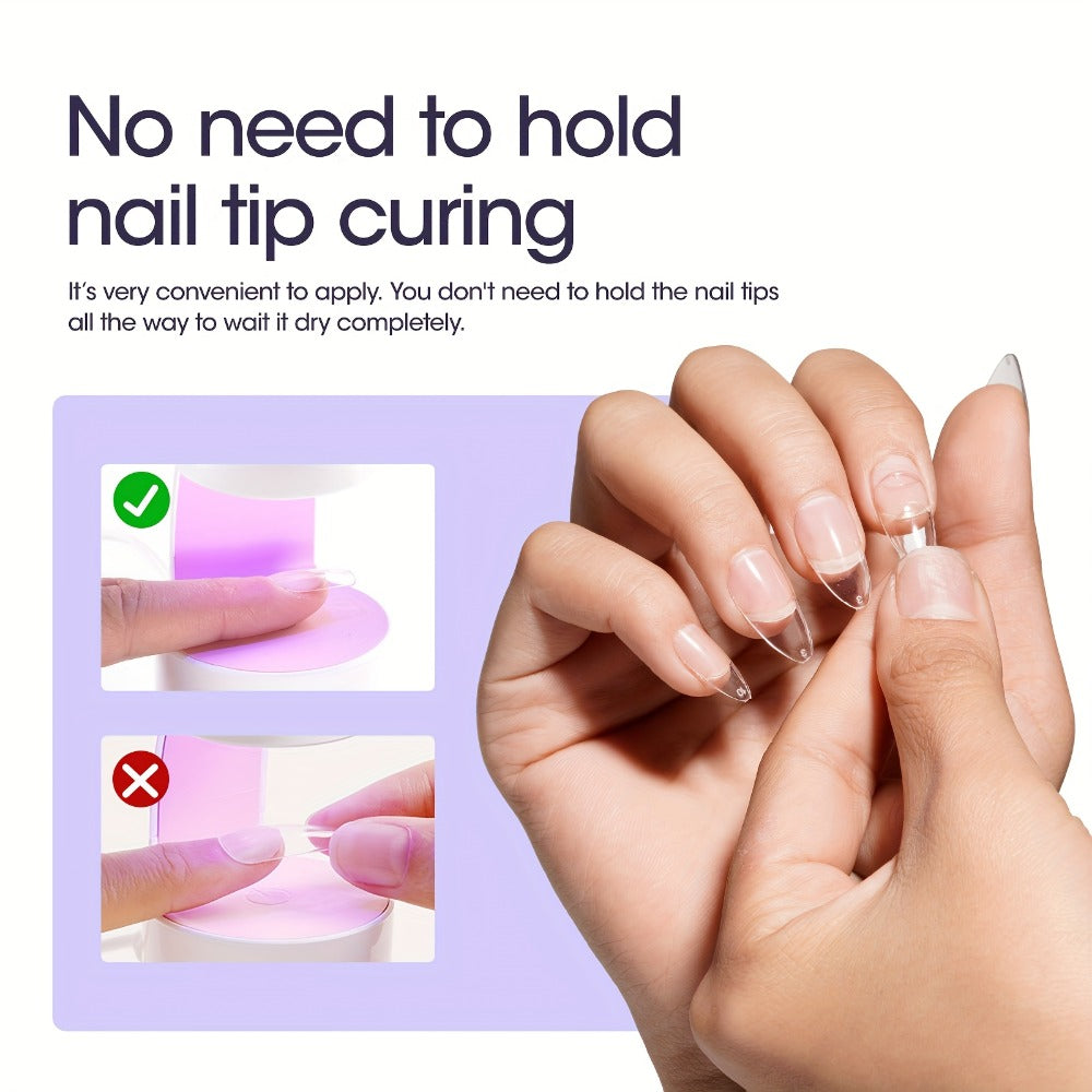 Solid Nail Glue Gel for Press On Nails 30g with UV Nail Lamp, Gel Nail Glue for Acrylic Nails, Gel Tips & 3D