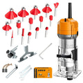 Wood Router 800W 35000 RPM Compact Electric Router Tool, 15-Piece 1/4" Bit Set for DIY Woodworking