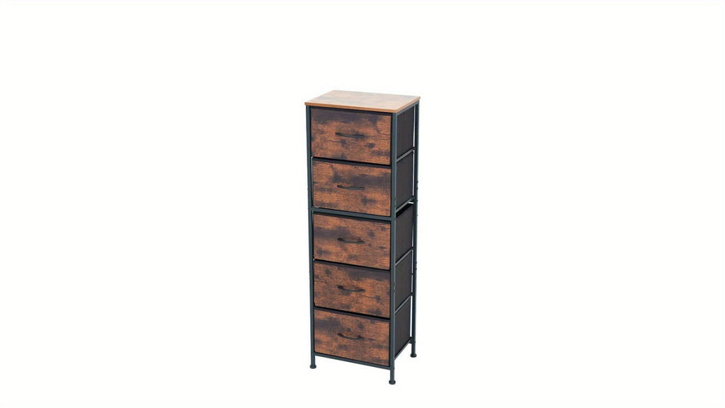 6 Drawer Fabric Dresser with Steel Frame Wooden Top – Storage Chest Organizer for Bedroom Closet Hallway Living Room