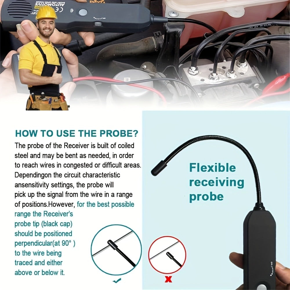 Automotive Wire Tracker EM415PRO 6-42V DC – Non-Contact Induction Probe Circuit Tester for Fast Locating Broken Wires & Short Circuits