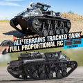 Full-Proportional RC Tracked Tank with LED Lights, Alloy Door Open Military War Vehicle Off-Road Remote Control Tank for Kids Adults