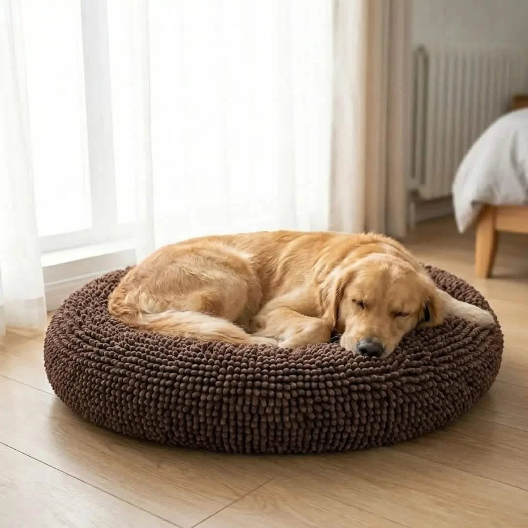 Round Chenille Dog Bed, 40x40 / Chocolate