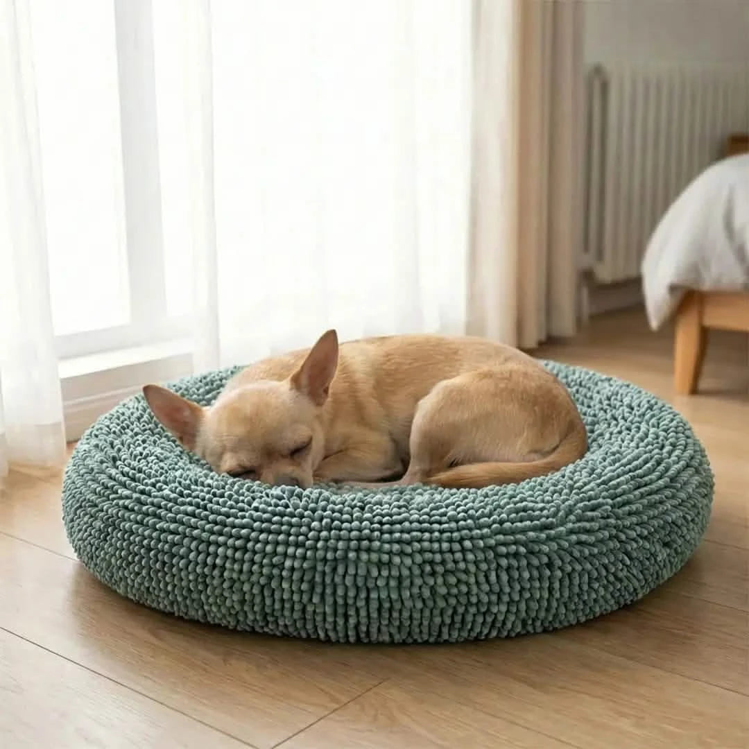 Round Chenille Dog Bed, 25x25 / Seafoam Green