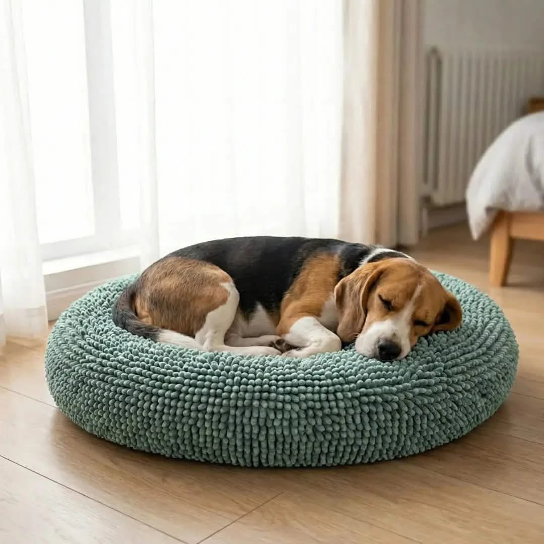 Round Chenille Dog Bed, 35x35 / Seafoam Green