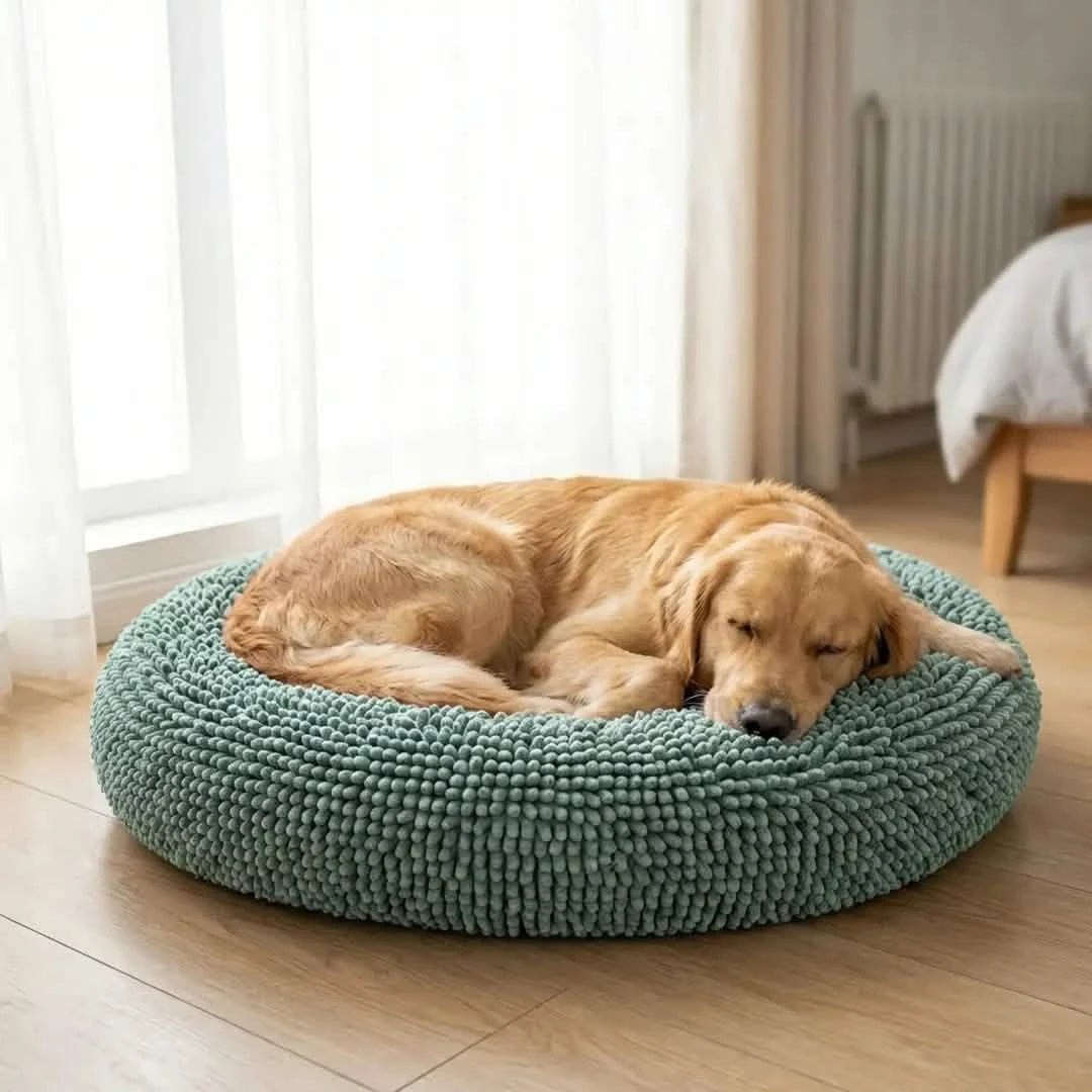 Round Chenille Dog Bed, 40x40 / Seafoam Green