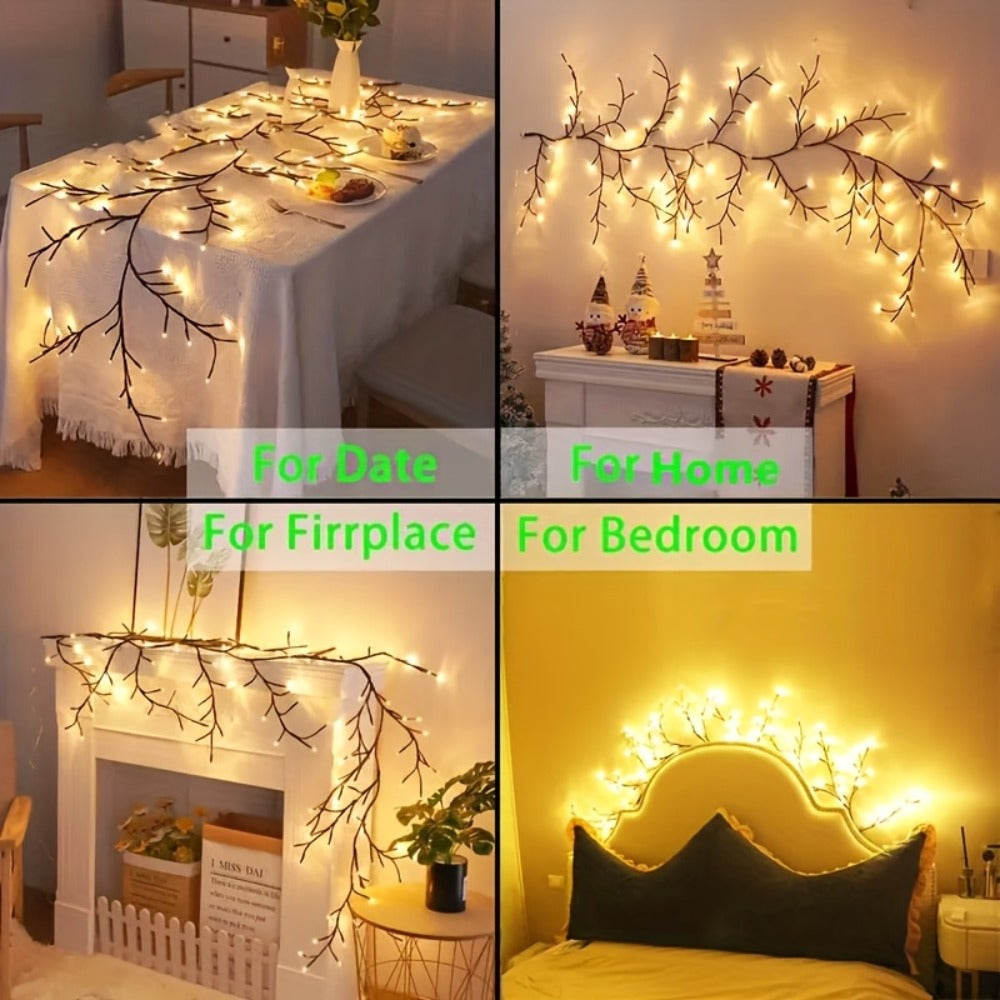 String Lights, 96-LED Warm White Willow Vine Branch with 5.9-Foot Length and IP45 Rating with Specific Power, Color, Length and Mode Choices