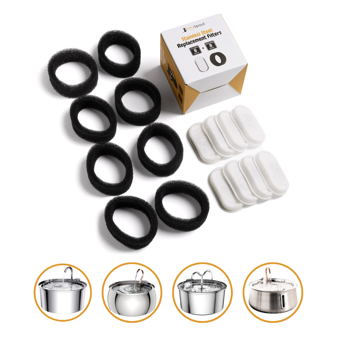 Pet Water Fountain Replacement Filters, 8x Filter Sets