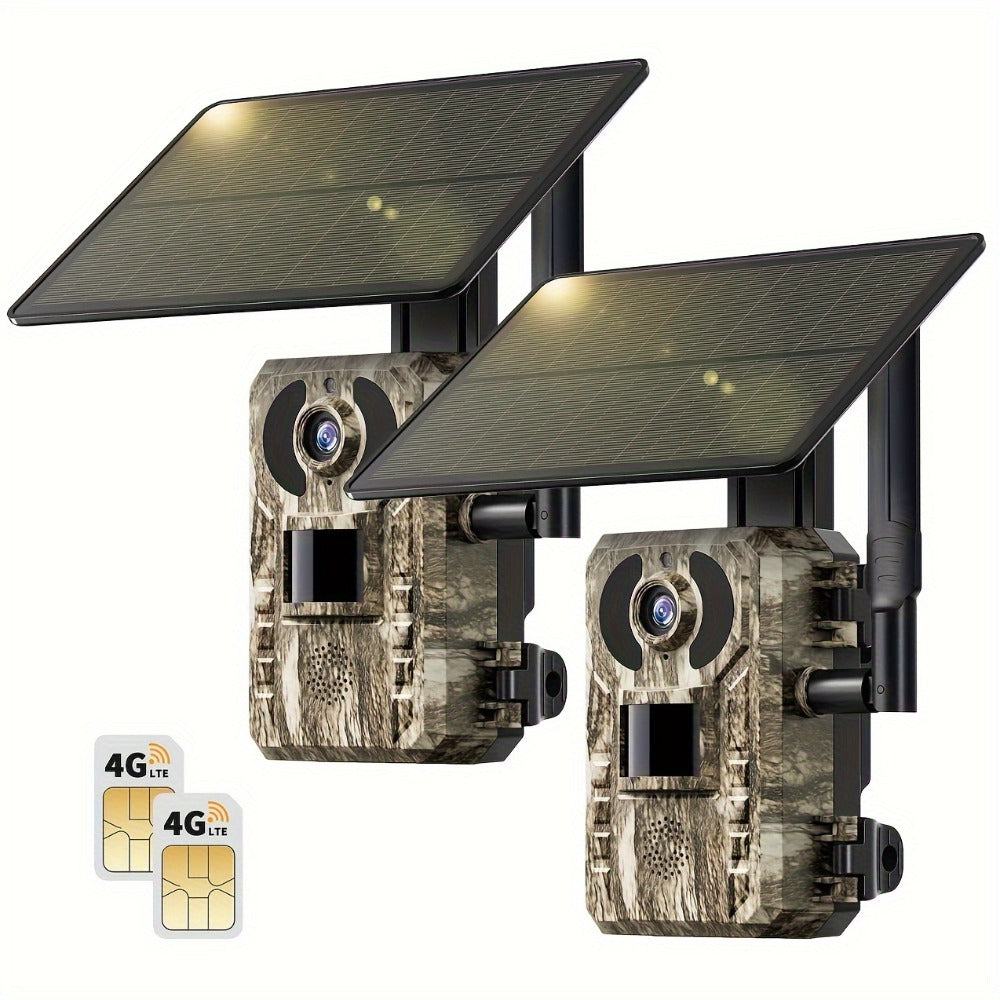 Solar Powered 4G Trail Camera 4K Live View 0.2s Trigger Speed 120° Wide Angle 850nm Night Vision No WiFi Needed Cellular Hunting Wildlife
