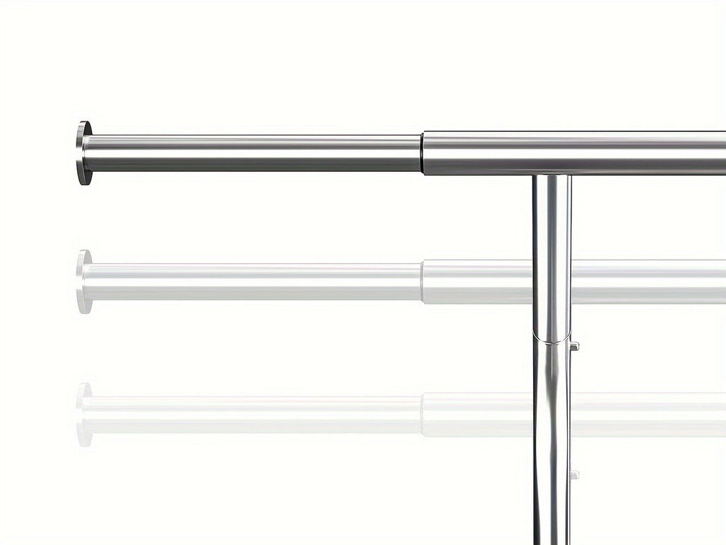 Double-Rod Rolling Garment Rack with Telescoping Extensions, Two Wire Shelves and 74.6-Inch Width