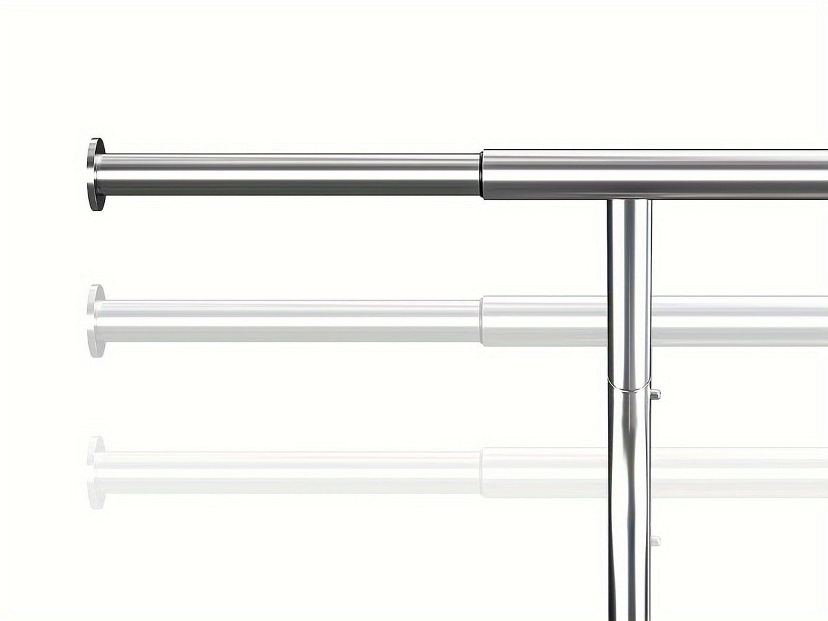 Double-Rod Rolling Garment Rack with Telescoping Extensions, Two Wire Shelves and 74.6-Inch Width