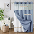 Waffle Shower Curtain with Liner Set Hookless Snap-In Double Layer Polyester Fabric Easy Clean for Bathroom Hotel Home Decor