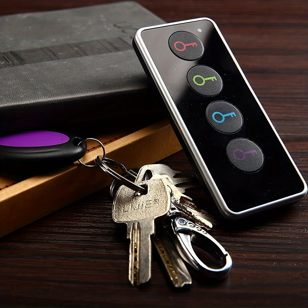 RF Key Finder 4 Receivers No App Required, Wireless Item Locator 131ft Range with LED Flashlight