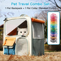 Cat Carrier Backpack with Pet Collar Set – Ventilated Breathable Travel Backpack for Cats and Dogs Under 27lbs