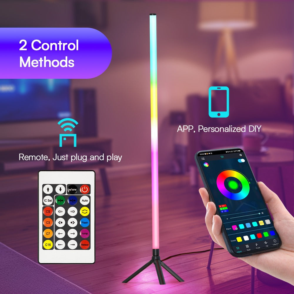 RGB Tube Light with Stand, Smart App & Remote Control, Music Sync Color Changing, Timing, USB Powered for DJ Lighting