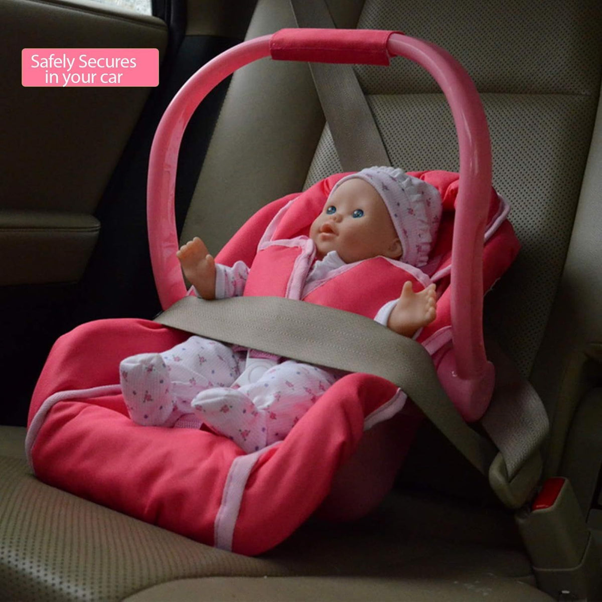 Pink Unicorn Doll Carrier for 18-Inch Dolls with Soft-Sided Body, Carry Handle and Front Restraint Strap