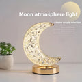 Crystal Touch Table Lamp Rechargeable, Moon & Star Dimmable LED Night Light with 3-Color Modes for Bedroom