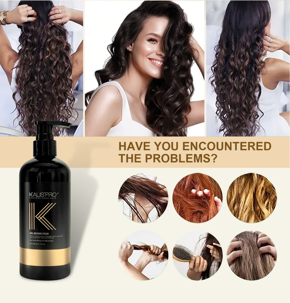 Curl Defining Cream 300ml for Curly Wavy Coily Hair, Frizz Control, Hold, Antistatic Scalp-Safe Hair Styling Cream for Women and Men