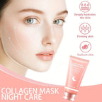Hydrolyzed Collagen Night Mask with Brush – Niacinamide Hyaluronic Acid Vitamin C Korean Skincare Sleeping Mask for Elasticity Deep Moisture