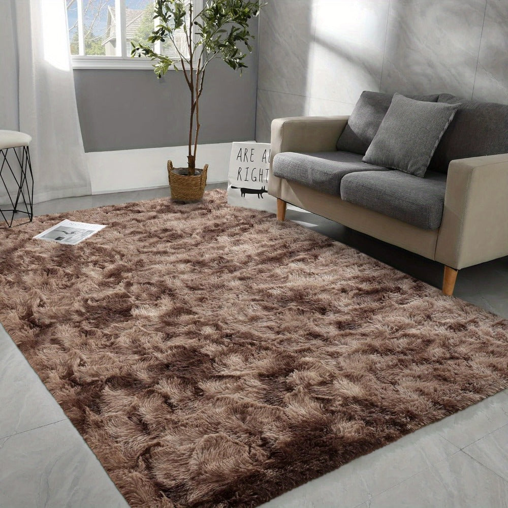 Rectangular Shaggy Area Rug with Nine Color Labels and 3 x 5-Foot to 8 x 10-Foot Size Options